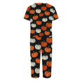 thumbnail image 5 of Women's Halloween Loungewear Set Short Sleeve Crew Neck Top and Capri Pants with Pockets All Over Ghost Pattern Breathable Soft Pajama Set for Daily Casual Wear Saffron M, 5 of 6