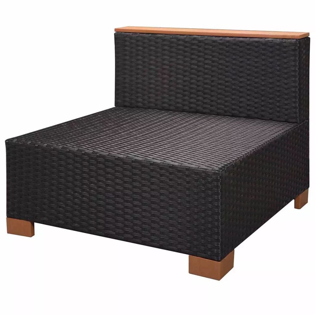 Kepooman 8 Pcs Outdoor Patio Rattan Sectional Chair Set with Cushions & Tea Table, Black Kepooman 8 Pcs Outdoor Patio Rattan Sectional Chair Set with Cushions & Tea Table, Black