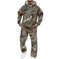 thumbnail image 3 of Nokdvo Camo Set for Men Maple Leaf Print Camouflage Print Hoodies and Sweatpant Set with Kangaroo Pockets Long Sleeve Outfits Casual Loose Oversized Lounge Fall Tracksuits,Dark Green L, 3 of 5
