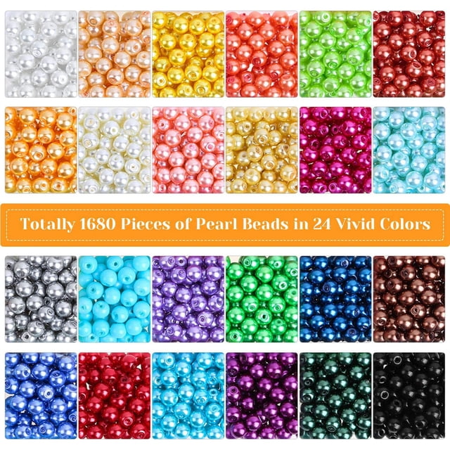 1680 piezas 6 mm 24 color sirena ABS teñido perla DIY pulsera collar conjunto de joyería