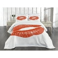 thumbnail image 3 of Ambesonne Kiss Quilted Bedspread Set 3 Pcs, Red Lips Kiss Mark Grunge, King Size, Vermilion White, 3 of 5