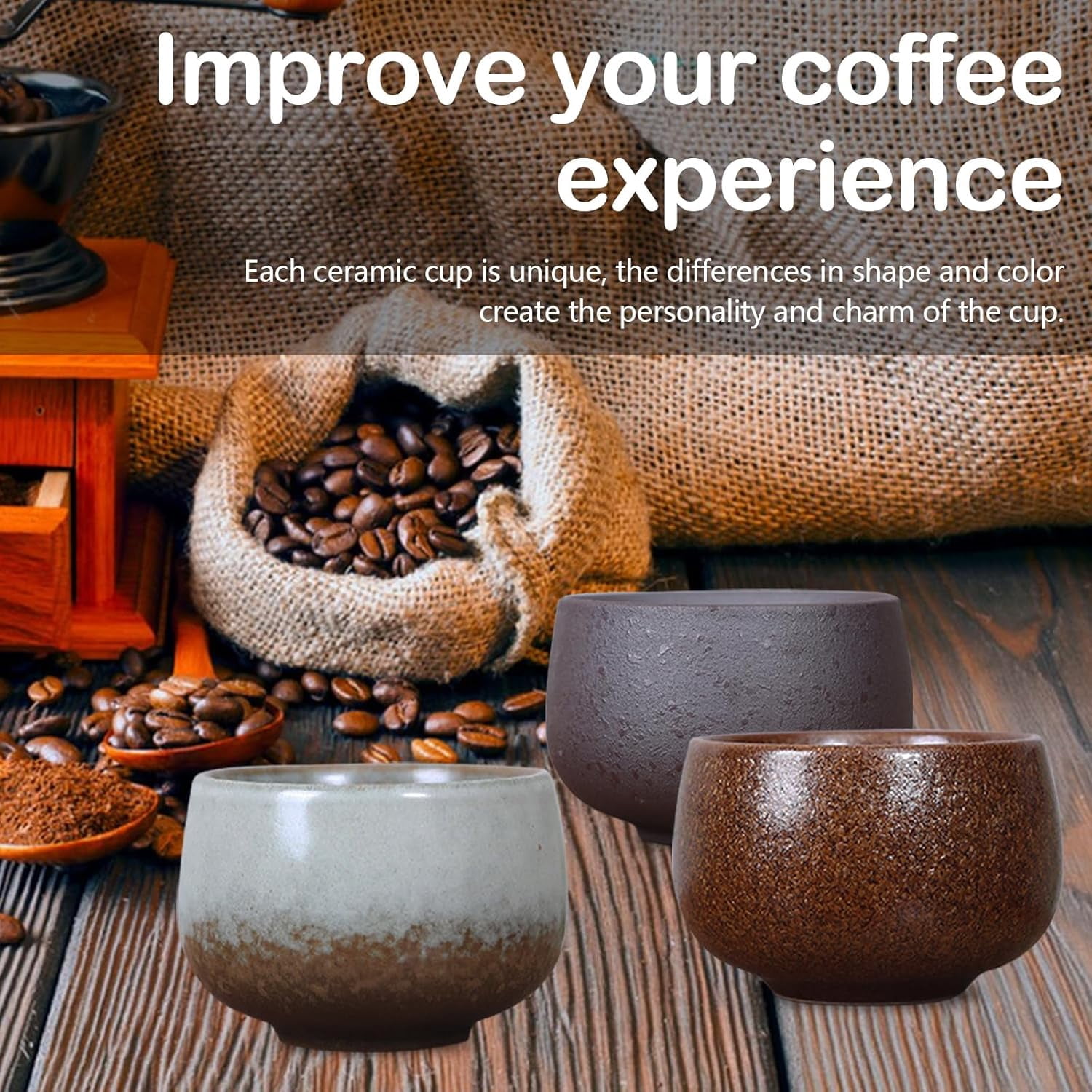5Pcs 100ml Espresso Coffee Mugs, Ceramic Coffee Mug, Small Tea Cup, Espresso Cup, Espresso Coffee Mug, Great for Birthday, Travel