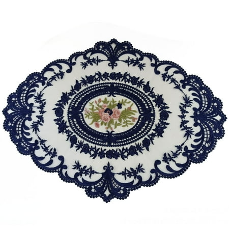 

2Pcs Embroidered Lace Placemat Coaster Coffee Doilies Table Mat Cover Home Decor