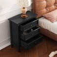 thumbnail image 2 of HLR Black Modern 3-Drawer Nightstand with Storage, Already Assembled Wood Bedside Table End Table for Bedroom, Hallway, 2 of 8