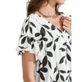 thumbnail image 5 of INSPIRE CHIC Women's Summer V Neck Ruffle Short Sleeve Floral Blouse XS White, 5 of 6