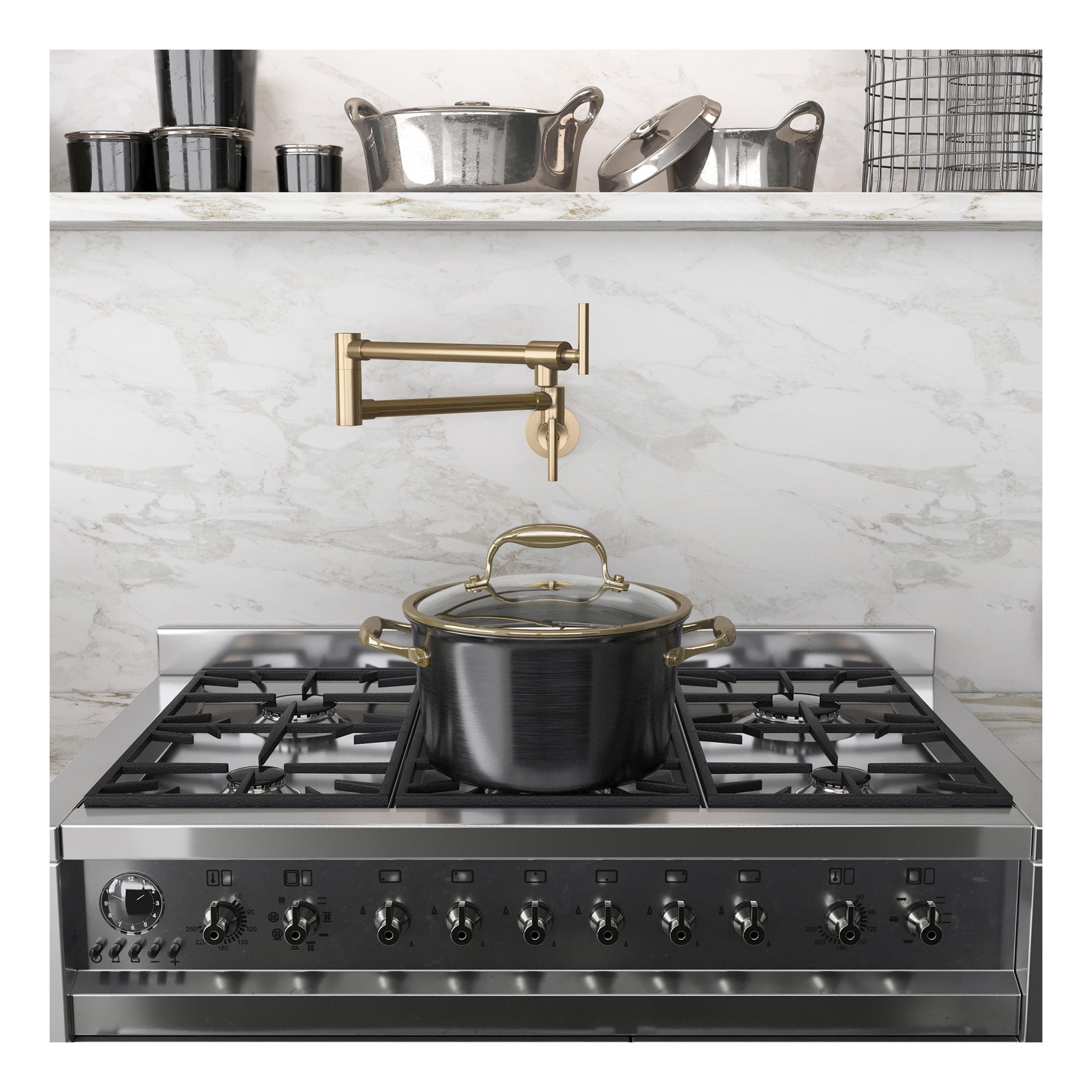 Braccia Series 24" Wall Mounted Pot Filler in Champagne Bronze