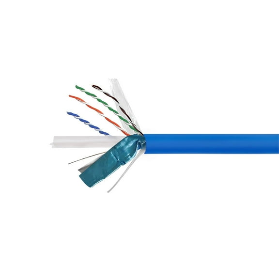 Monoprice Cat6A Plus Bulk Ethernet Network Cable - 1000ft - Blue, Bare Copper, 650MHz, F/UTP, Solid, Riser-Rated (CMR), 23AWG, 10G - Entegrade Series