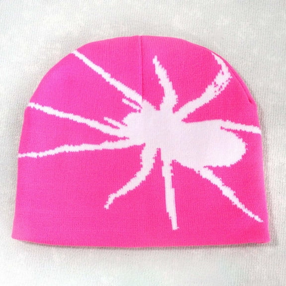 SYMOID Womens Pink Spider Jacquard Beanie - Thermal Knit, One Size Fits All for Streetwear & Daily Use,Size Free Size