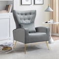 thumbnail image 4 of Tufted Upholstered Velvet Armchair for Living room, Bedroom, Gray, 4 of 5