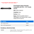 thumbnail image 2 of Front Bumper Impact Absorber - Compatible with 2016 - 2017 Honda Accord, 2 of 2
