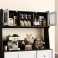 thumbnail image 5 of Home Kitchen Pantry Cabinet with Microwave Stand, Freestanding Kitchen Hutch Cabinet with Storage Drawers, Tall Food Pantry Storage Cabinet with Glass Doors for Dining Room, Living Room, 5 of 8
