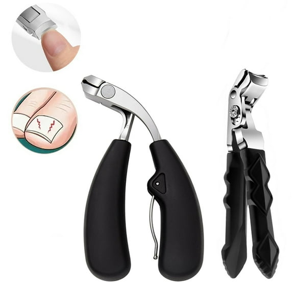 2Pcs Nail Clippers for Seniors, Ergonomic Heavy Duty Angled Head Toenail Clipper for Thick Nails, Professional Fingernail Cutter for Men Women