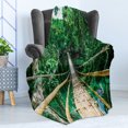 thumbnail image 4 of Tropical Soft Flannel Fleece Throw Blanket, Bamboo Pedestrian Suspension Bridge over River in Tropical Forest Philippines, Cozy Plush for Indoor and Outdoor Use, 60" x 80", Green Beige, by Ambesonne, 4 of 5