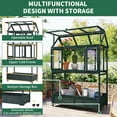 thumbnail image 5 of Yoneston Garden Wood Portable Cold Frame with Movable Wheels Mini Greenhouse with Openable Roof and Storage Box, Forest Green, 5 of 7