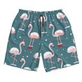 thumbnail image 3 of Uemuo Flamingo Pattern Men's Swim Trunks Hawaiian Beach Bathing Suit Swimsuits Beach Quick-Dry Shorts with Pockets-3X-Large, 3 of 9