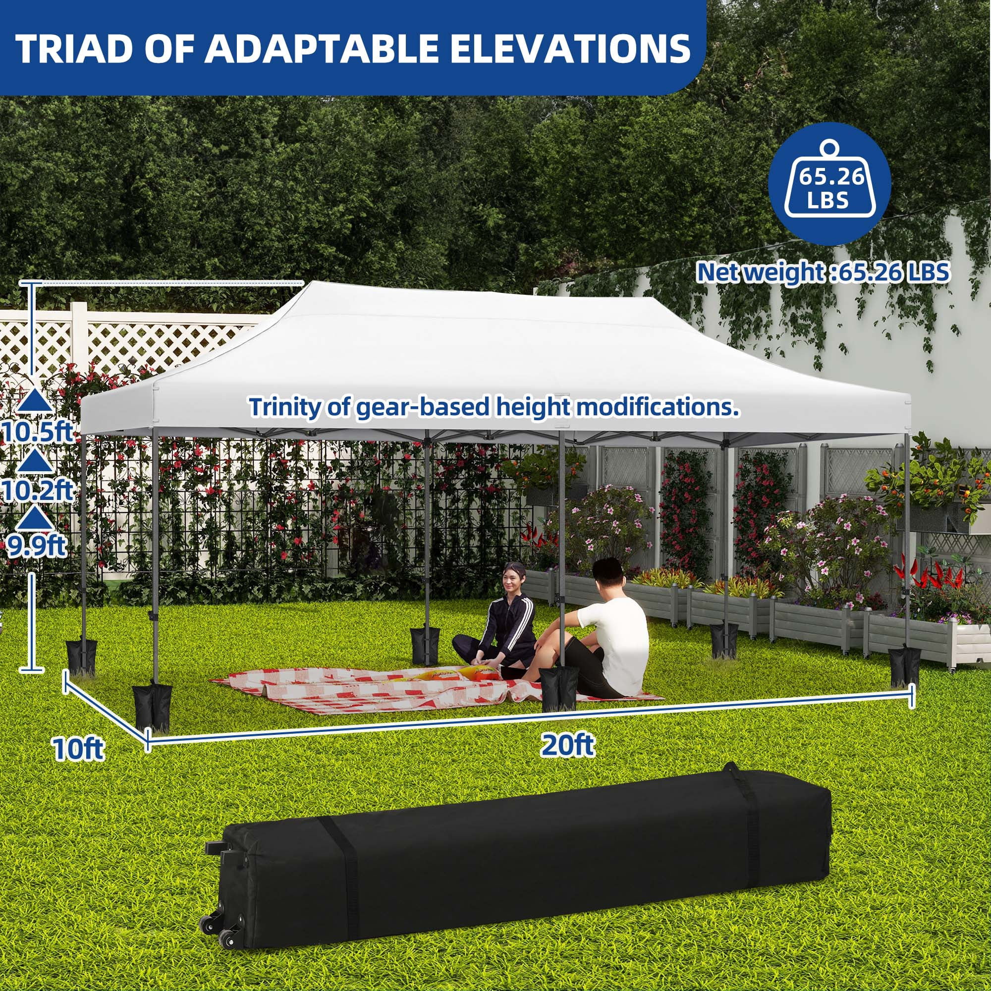 Uforic 10x20ft Heavy Duty Outdoor Pop Up Canopy Tent for Parties, Wedding - White