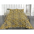 thumbnail image 2 of Ambesonne Sunflower Quilted Bedspread Set 3 Pcs, Vintage Botanical Floral, Twin, Earth Yellow and Grey, 2 of 4