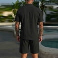 thumbnail image 5 of JAJAHO Mens Linen Shirt And Shorts Set Summer Short Sleeve Casual Breathable Comfortable Solid Color V Neck Shirts For Business Travel 2 Piece Trendy Outfit, 5 of 5