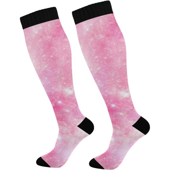 GZHJMY Galaxy Compression Socks, Women Men Long Stocking (20-30mmHg), Travel Knee High Stockings for Athletic Sports,Running,Cycling,Nursing