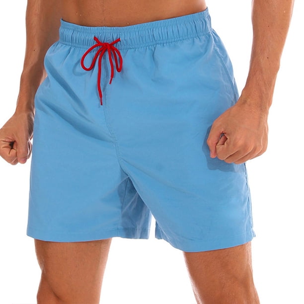 Minnieouse Pantalones cortos de playa de verano para hombre, pantalones cortos de secado rápido para correr, gimnasio, Fitness, entrenamiento Prendas para la parte inferior del cuerpo Azul claro L