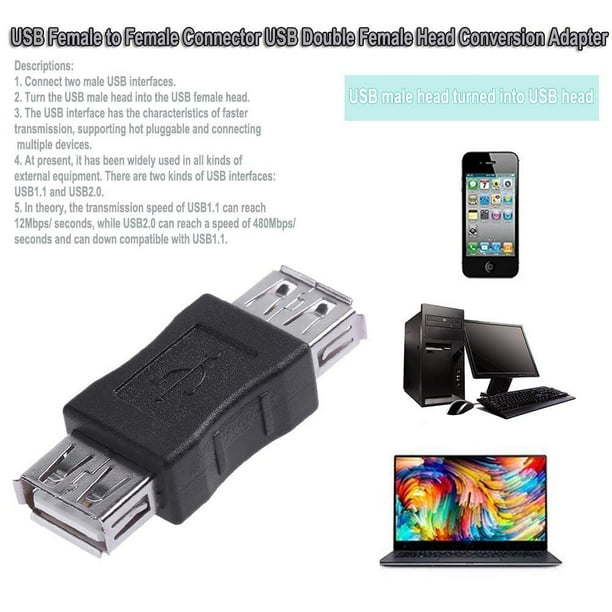 Conector USB hembra a hembra Adaptador de conversión de cabeza hembra doble USB