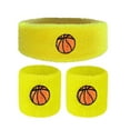 thumbnail image 2 of Sioweci 1 Set Kids Sports Headband Wristband Ball Embroidery Stretch Breathable Sweat Absorbing Boys Girls Knitted Basketball Volleyball Wrist Protector Sweatband Yellow, 2 of 13
