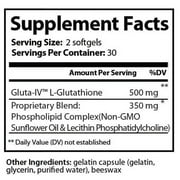 Advanced Bionetix Liposomal Glutathione Supplement Antioxidant Supplement w/ Gluta-IV™, Enhanced Absorption Over Powder Glutathione. 60Total Liposomal Softgels
