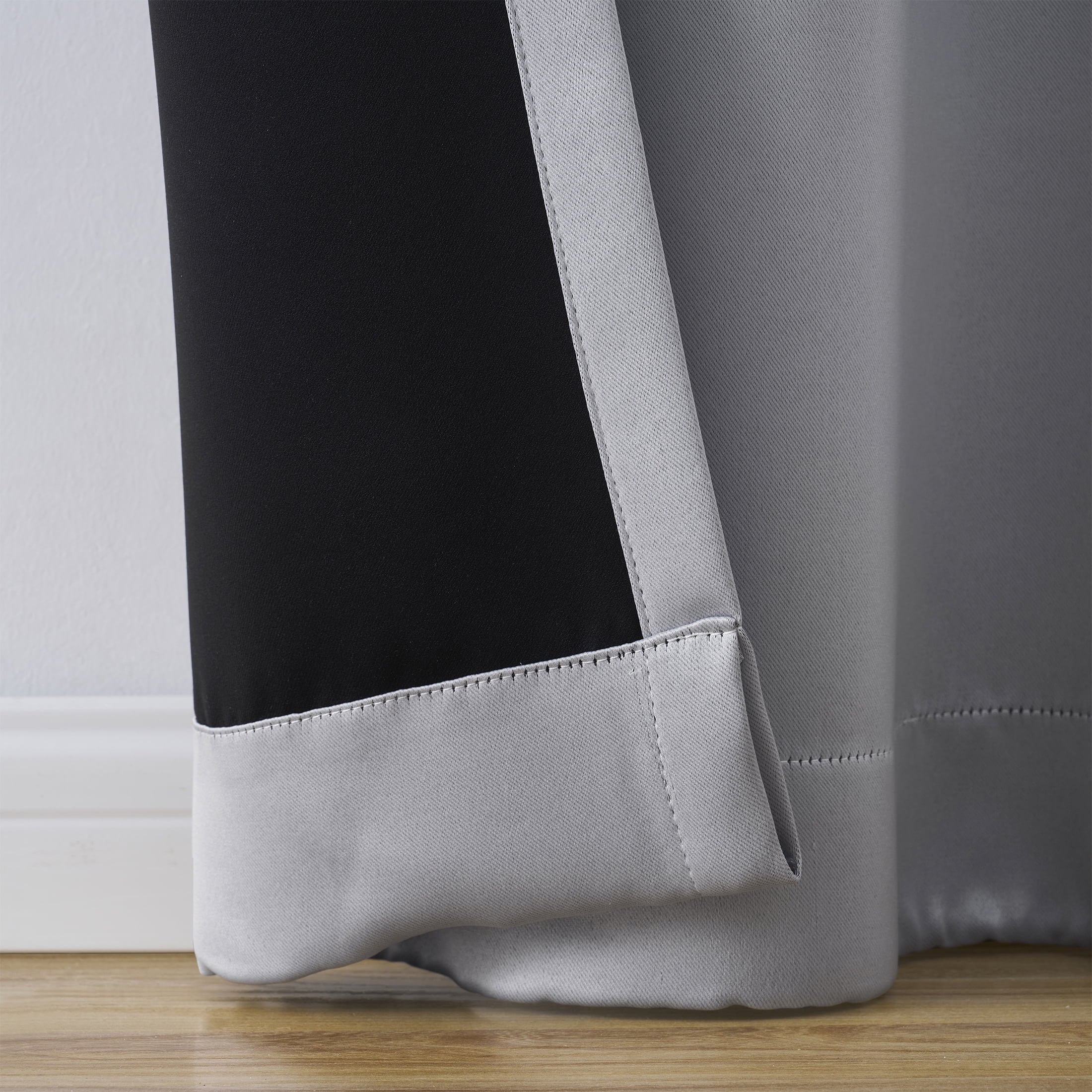 Mainstays Solid Blackout Curtain Panel Pair, Set of 2, Light Gray, 30”W x 84”L