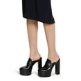 thumbnail image 2 of FSJ Women Platform Mules Chunky Block Heel Sandals Slip On Closed Round Toe Loafer Clogs Casual Versatile Backless Shoes Size 7 Black, 2 of 4