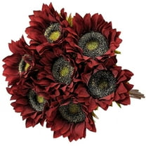 Viworld 12PCS Sunflowers Artificial Flowers 17" Long Stem Tall Artificial Sunflower Large Fake Sun Flowers Bulk Rustic Silk Faux Sunflowers with Stem for Home Wedding Party Decor(Red)