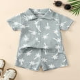 thumbnail image 2 of VNKIDY Toddler Boys Summer Clothes Sets Button Down Shirt & Shorts 2Pcs Tree Printed Casual Beach Outfits Sets Versatile, 2 of 6