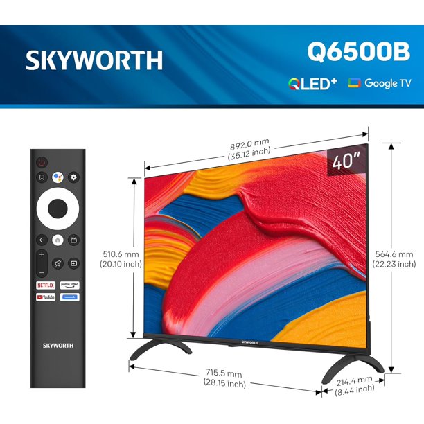 SKYWORTH 40 inch QLED Smart TV, FHD Compatible with Google TV