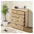 thumbnail image 2 of Fluted 5 Drawers Dresser for Bedroom, Tall Chest of Drawers with Thick Plank Styling & Solid Wood Legs, Wooden Skinny Storage Dresser Organizer for Bedroom, Living Room, Hallway, Entryway, 2 of 6
