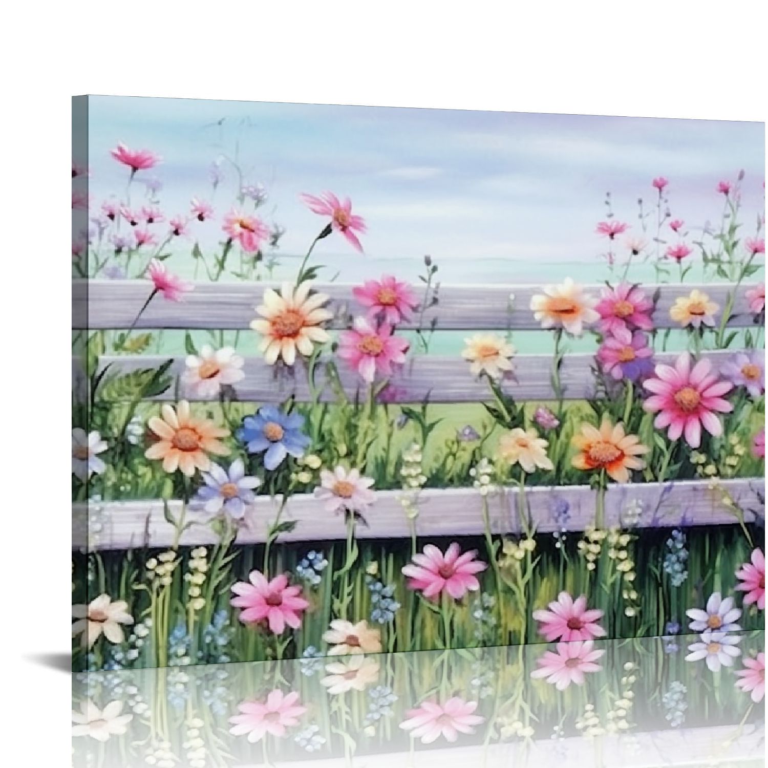 Nawypu Large Flowers Wall Art Canvas Daisy Wildflowers Floral Picture Painting Artwork for Living Room Bedroom Home Decor Stretched and Framed Ready to Hang