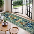 thumbnail image 4 of Lahome Decor 2.5'x10' Butterfly Runner Rug for Hallways,2.5x10ft Kitchen Rugs, Non-Slip Washable Rugs Stain Resistant Boho Floral Low-Pile Runner Rug Rubber Backing for ‎Bathroom Bedroom,Green, 4 of 10