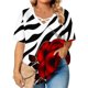 thumbnail image 2 of Xuyuer Women's Casual V-Neck Short Sleeve Loose Blouse, Retro Floral Print, 2 of 6