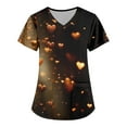 thumbnail image 2 of Valentine's Day Print Scrub Tops Women Love Heart Printed V-Neck Breathable Scrub Tops Short Sleeve Professionals Soft Stretch Workwear Shirt with Pockets gold 4X-Large, 2 of 4