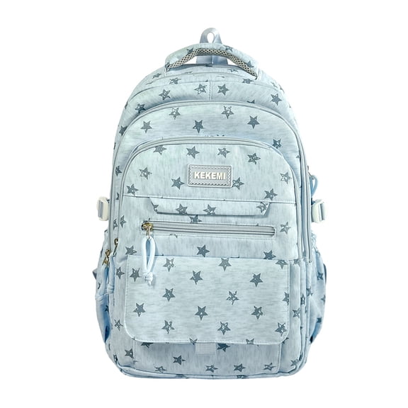 Star Print Kids Backpack for Girls, Multi Pocket Large Capacity School Bookbag, Lightweight Water Resistant Daypack for Elementary Middle School Daily Travel Outdoor