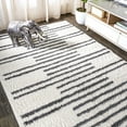 thumbnail image 4 of JONATHAN Y MOROCCAN HYPE 5 x 8 Area Rug, Petra Stripe Geometric Shag - White/Gray, MOH406A-5, 4 of 9