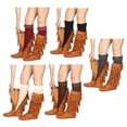 thumbnail image 2 of 6 Pairs Women's Cotton Fancy Design Multi Color Knee High Socks (Solid Ribbed Lace Trim), 2 of 3