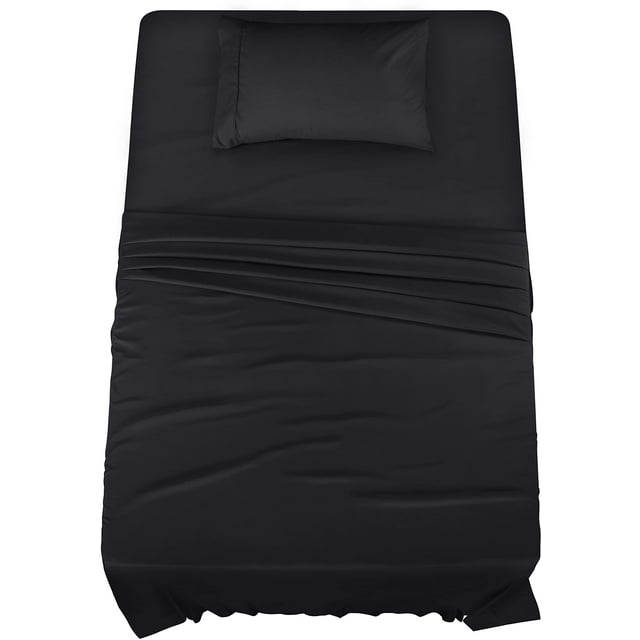 Juego de sábanas Utopia Bedding Twin XL de microfibra cepillada, color negro