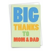 NobleWorks Thank You Paper Card (Mom & Dad, Kids) with 5 x 7 Inch Envelope (1 Card) Big Parent Thanks C10022TYG