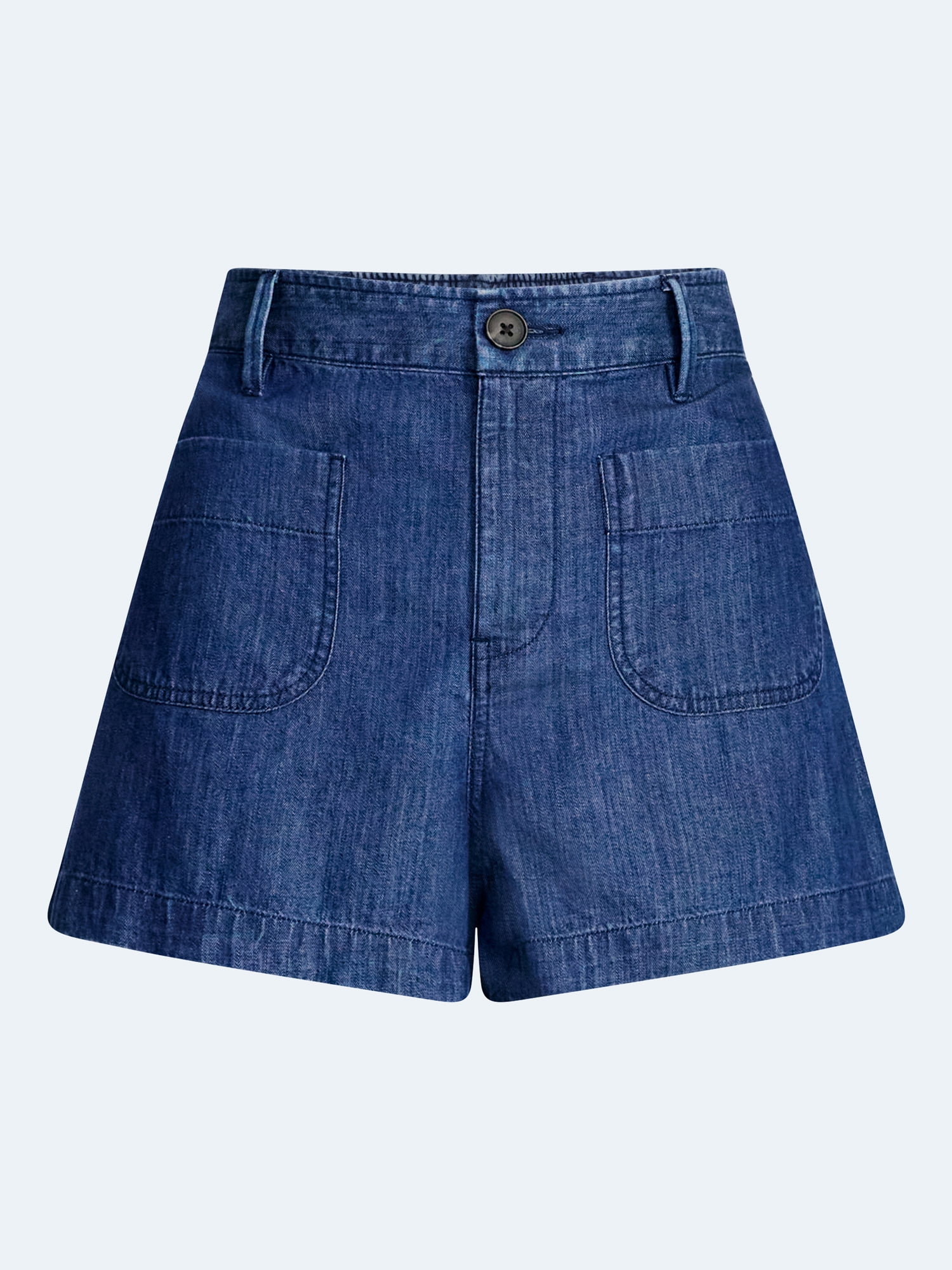 Free Assembly Women's and Women's Plus High Rise Patch Pocket Denim Shorts, 3" Inseam, Sizes XS-4X