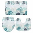 thumbnail image 2 of Summer Marine Life Bathroom Rugs Set Ocean Coral Coastal Starfish Blue Conch Teal Non Slip Absorbent Soft Bath Mats 3 Piece Set with Bathroom Rug, U-Shaped Floor Mat, Toilet Seat Cover Small Size, 2 of 9