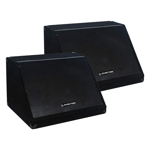 Sound Town 2-Pack 15" 1200W Passive DJ PA Stage Floor Monitor Pro Audio Speakers with Compression Driver for Live Sound, Bar, Church (METIS-15M-PAIR)