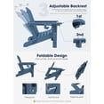 thumbnail image 3 of KINGYES Folding Adjustable Adirondack Chair with Retractable Ottoman Set of 2 for Patio Garden, Blue, 3 of 6