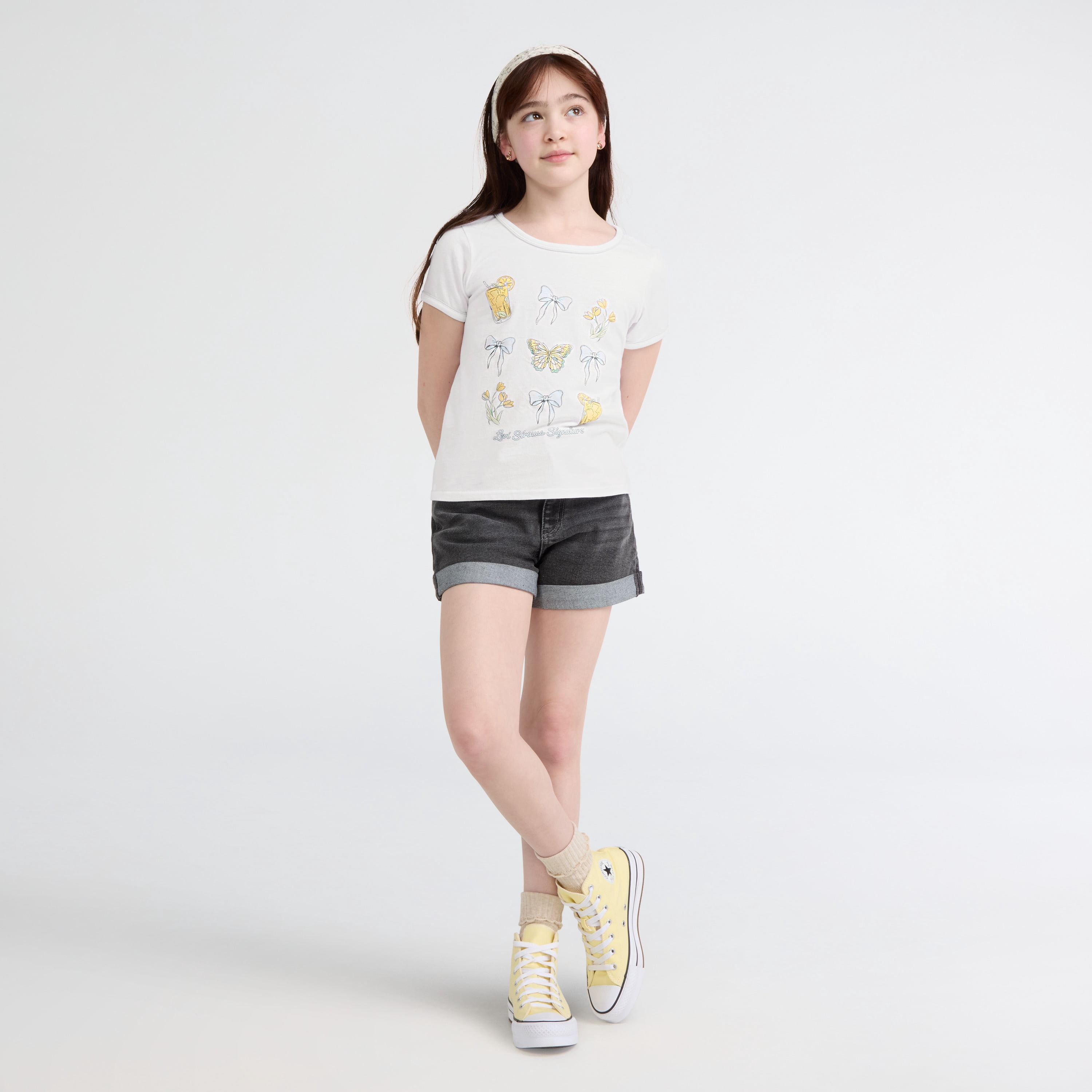 Levi Strauss Signature Girls Short Sleeve Graphic Top, Sizes 4-16