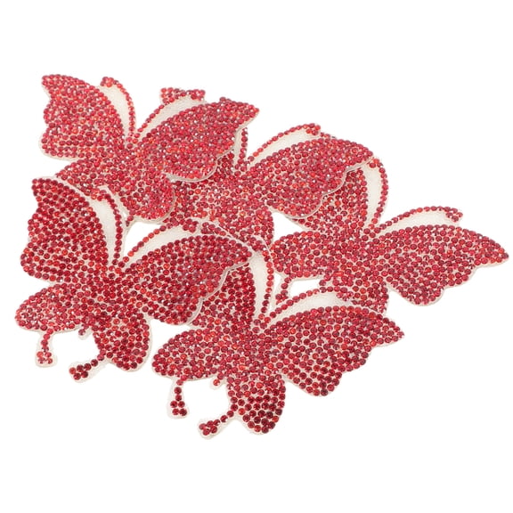 GETAJGHSD car decorations Butterfly Stickers Dark Red Rhinestone 5Pcs Women Christmas