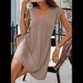 thumbnail image 4 of Vestido Tipo Chaleco Holgado con Mangas de y Escote en V Profundo para Mujer, Color Caqui, Talla S, 4 of 6