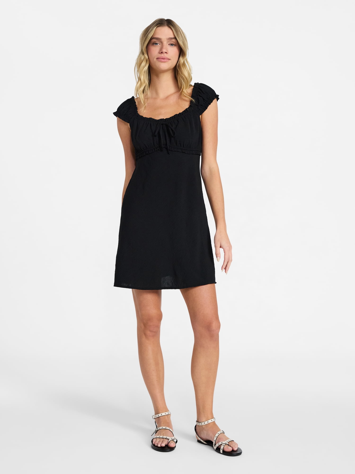 No Boundaries Fit and Flare Mini Dress with Short Sleeves, Women's XXS-XXL